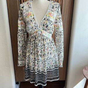 Free People Floral Embroidery Dress, Size 4, Side Zipper, Lined